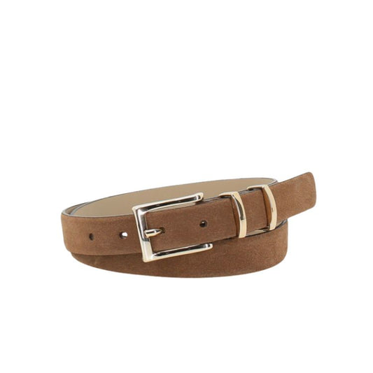 Riem leer suède standaard in donkerbruin & cognac