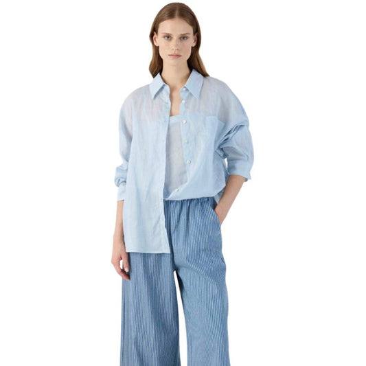 ELEH Blouse met Geïntegreerde Top – 100% Ramie – Hemelsblauw