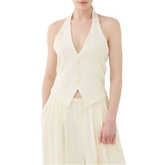 ELEH Halter Top / Gilet met Open Rug – Cream – Elegant Tailored Fit