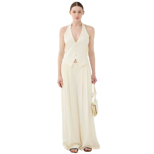 ELEH Palazzo Broek – Cream – Gevoerd met Plooien