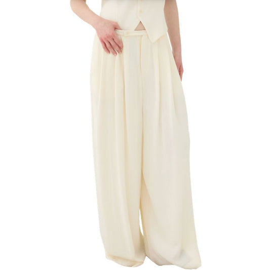 ELEH Palazzo Broek – Cream – Gevoerd met Plooien