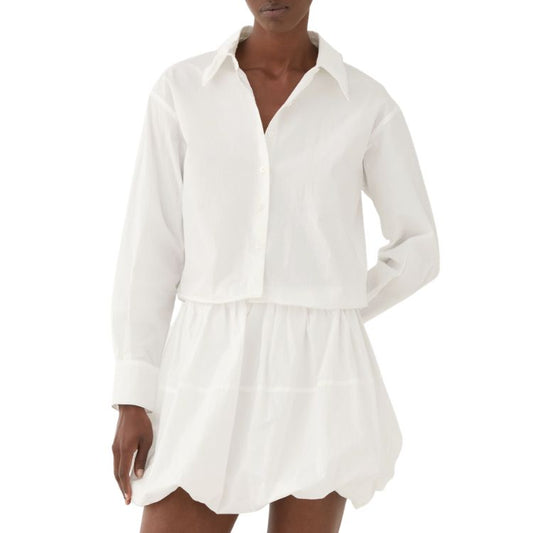 ELEH Cropped Blouse met Vormbare Details – 100% Katoen – Wit