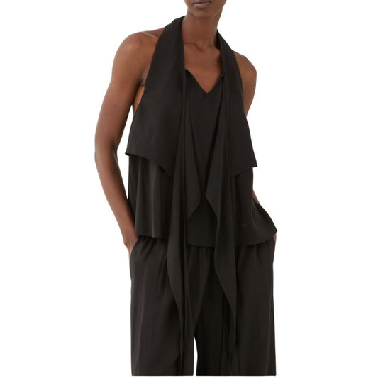 ELEH Halter Top met Draperie – Zwart – Elegant Statement