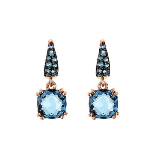 Bronzallure Milano Hangoorbellen met Nano Crystal & Pavé – Golden Rosé