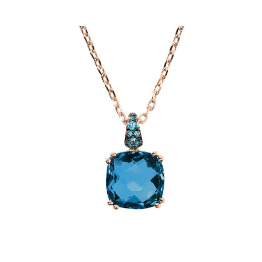 Bronzallure Milano Ketting met Square Prisma Gem & Pavé – Golden Rosé