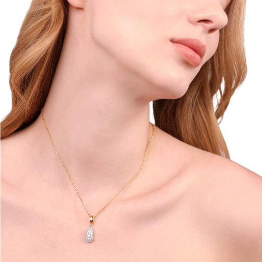 Bronzallure Milano Ketting met Nugget Hanger & Cubic Zirconia Pavé – Golden Rosé