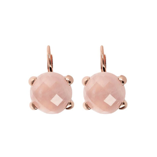 Bronzallure Milano Hangoorbellen met Rozenkwarts – Golden Rosé