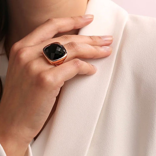 Bronzallure Milano Chevalier Ring met Rozenkwarts – Golden Rosé
