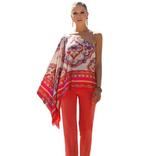 Asymmetrische top met print