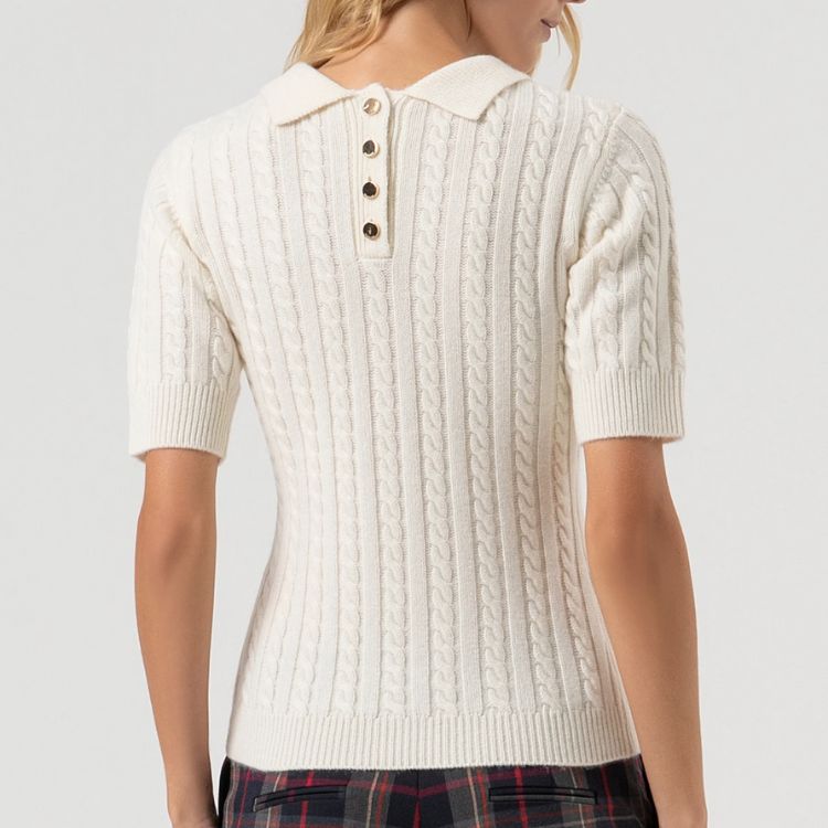 Cashmere blend ltrui met korte mouwen in gevlochten patroon