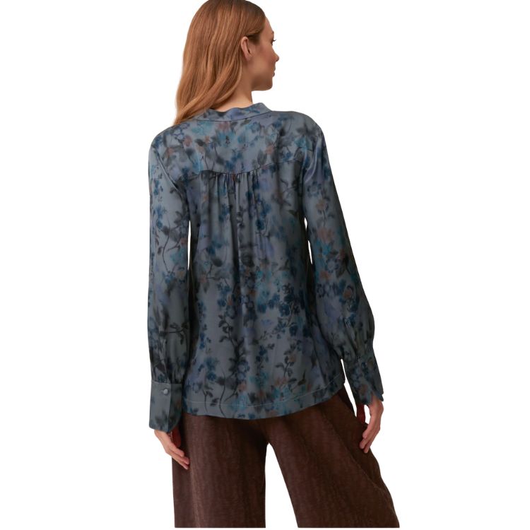 Floral patterned viscose satin shirt
