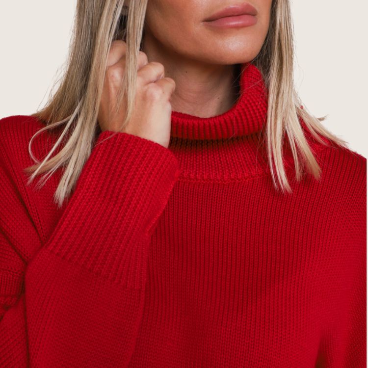Merino Fine Knit Sweater in rode kleur