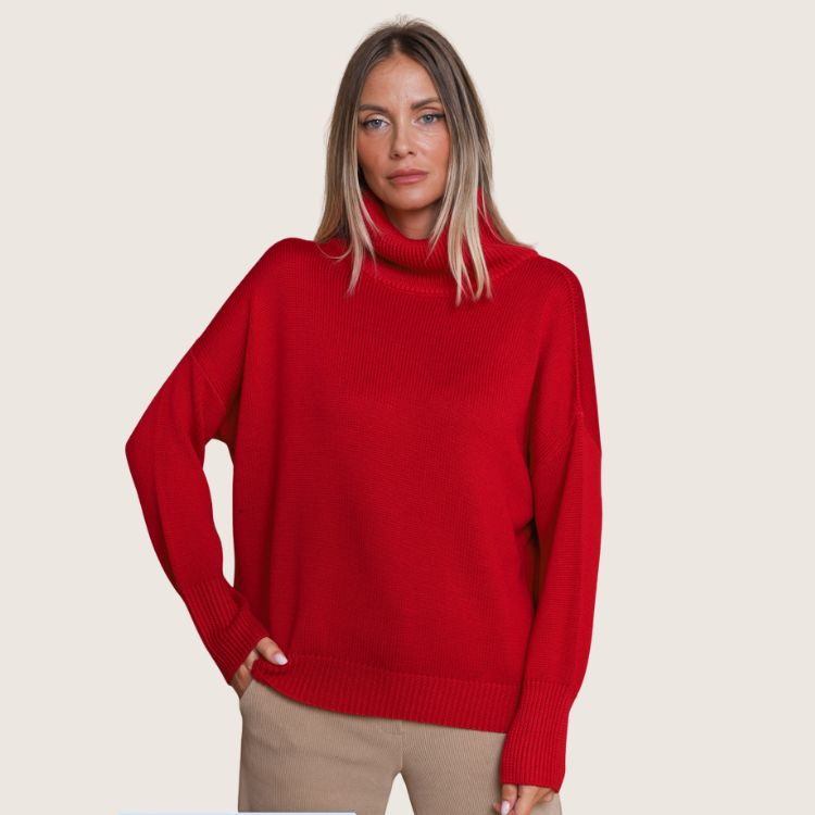 Merino Fine Knit Sweater in rode kleur