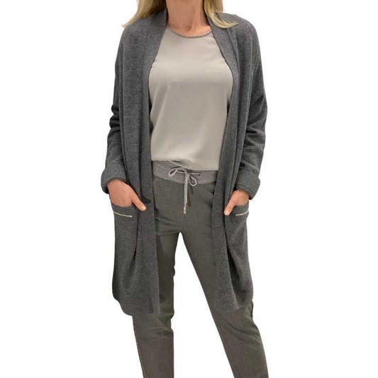 Lange cashmere blend vest zonder sluiting van Chicca Lualdi