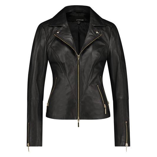 Schapenleer getailleerde bikerjack Studio AR