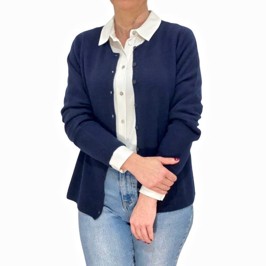 Dames cashmere blend cardigan met knoop sluiting