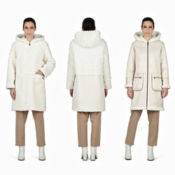 Dubbelzijdige lammy coat van imitatie schapenvacht