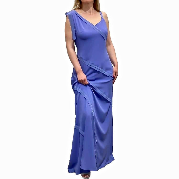 Avond maxi jurk met asymmetrische voorkant
