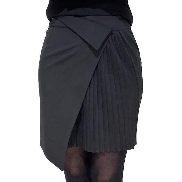 Mini A-lijn rok met versierd met plisse