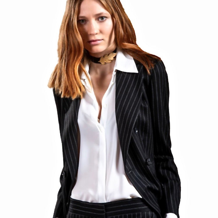 Viscose blouse met knoop mangete