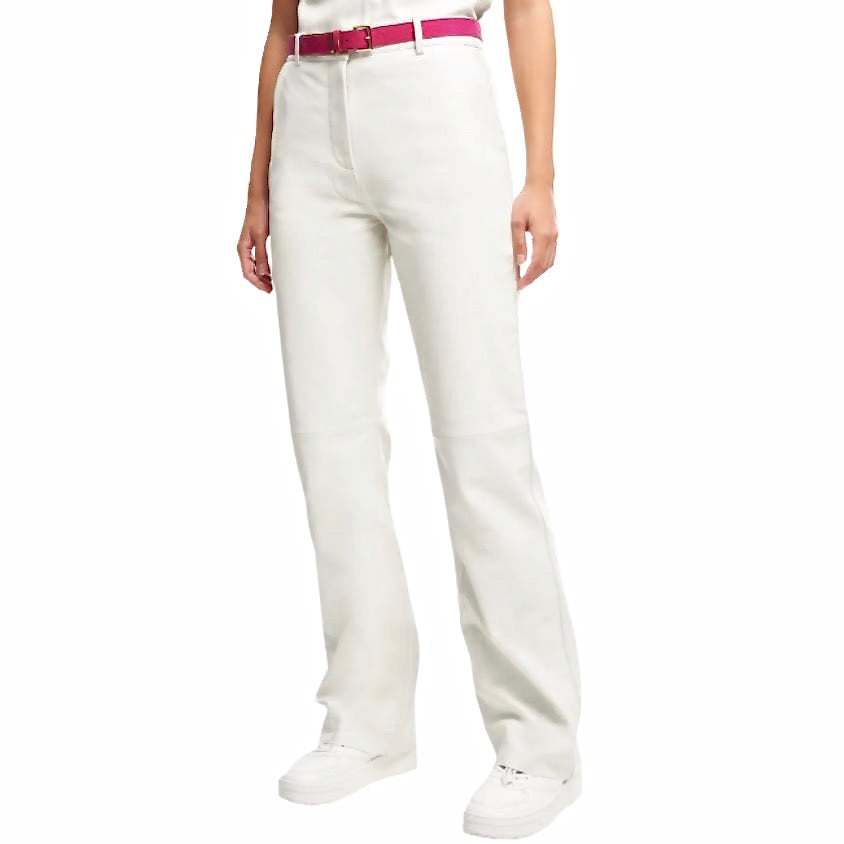 Chloe high waist wide fit broek van schapenleer - Srudio AR by Arma